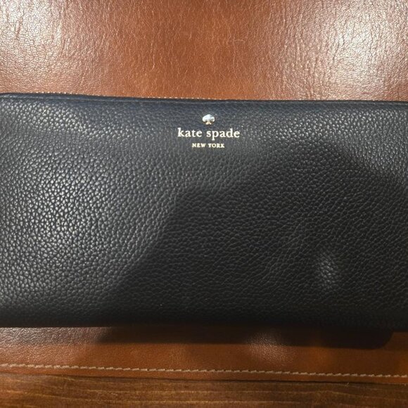 Kate Spade New York Leila Large Continental Wallet Pebble Leather Black - Picture 1 of 3